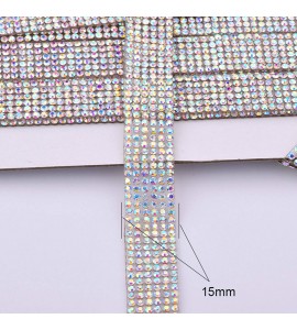 BrillaBenny Nastro Cristallo Strass TERMOADESIVO HOTFIX THERMOCOLLANT  Aurora BOREALE Mesh Trim Striscia Termo Adesiva Nastro di