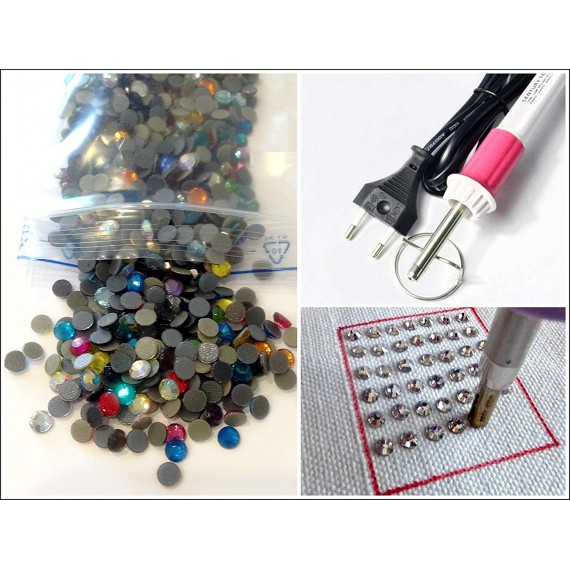 BrillaBenny Kit Decorazione: APPLICATORE Strass A Caldo + Cristalli  TERMOADESIVI Misti 5MM + 4MM HOTFIX Fai da Te Abiti Scarpe Pattinaggio  Danza (APPLICATORE + 3000 Strass) : : Casa e cucina